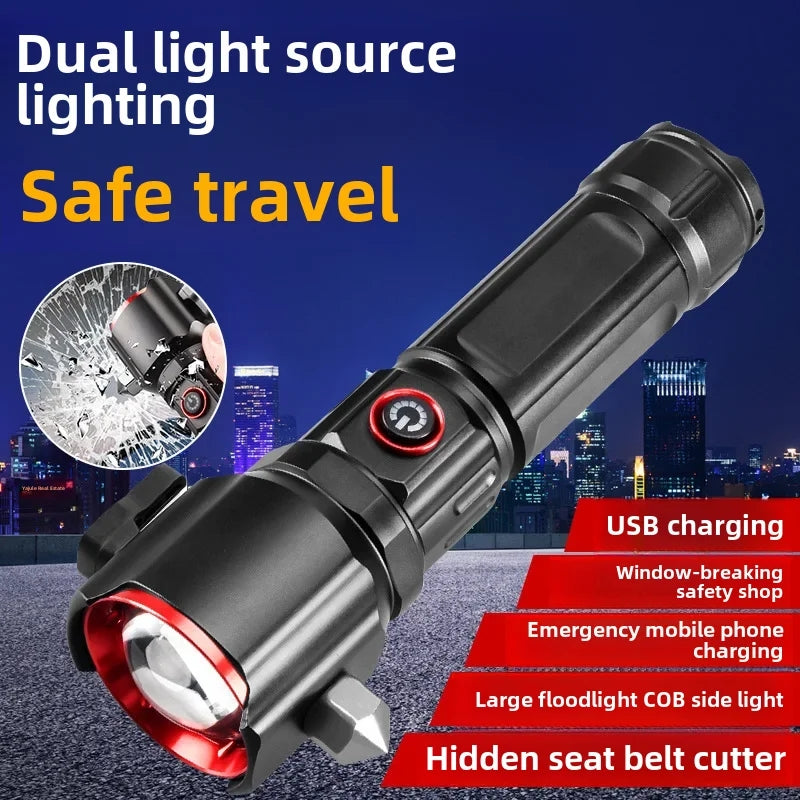 Multiple functional emergency flashlight