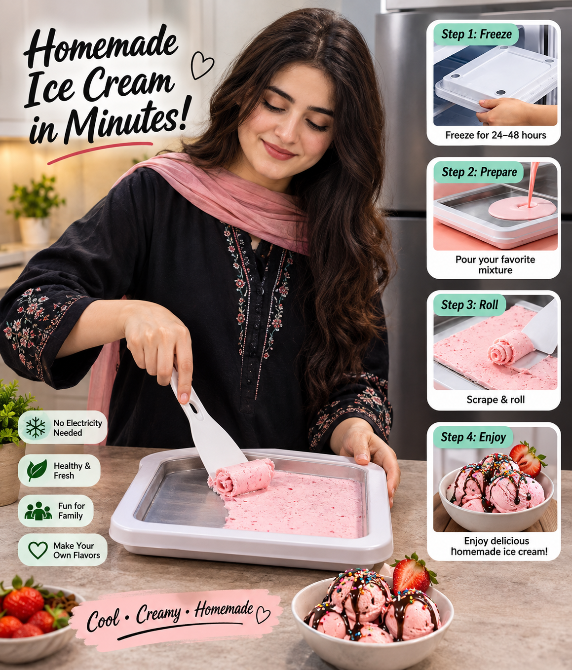 Small Household Yogurt Frying Machine – DIY Ice Cream Maker for Children